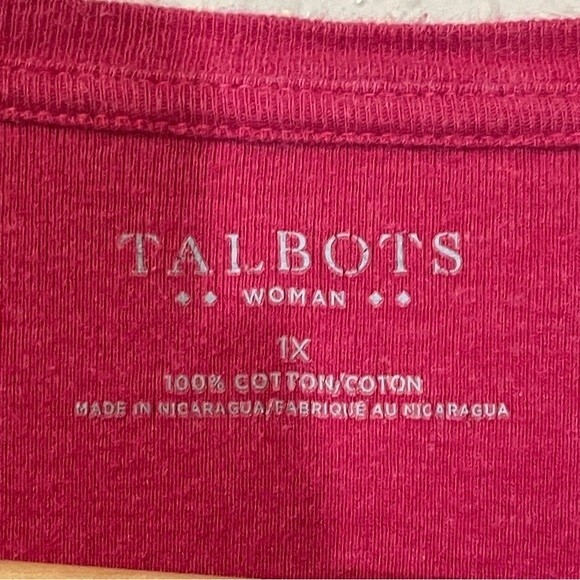 Talbots Woman 100% cotton long sleeved tee in deep pink. Women’s 1X - Picture 3 of 5
